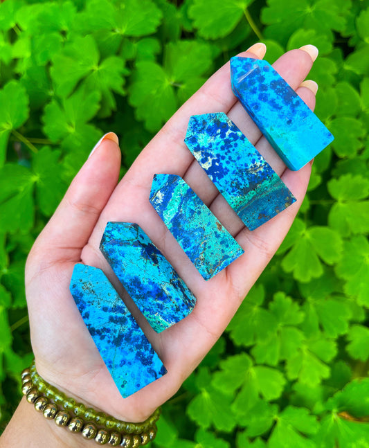 Chrysocholla + Azurite + Malachite Point