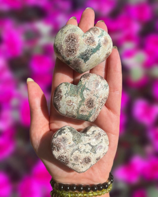 Russian Flower Agate Heart
