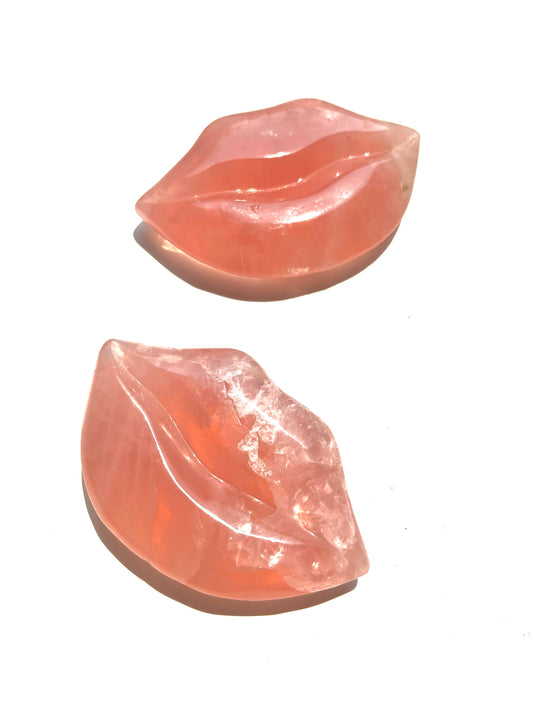 Jumbo Rose Quartz Lips Carving 💋