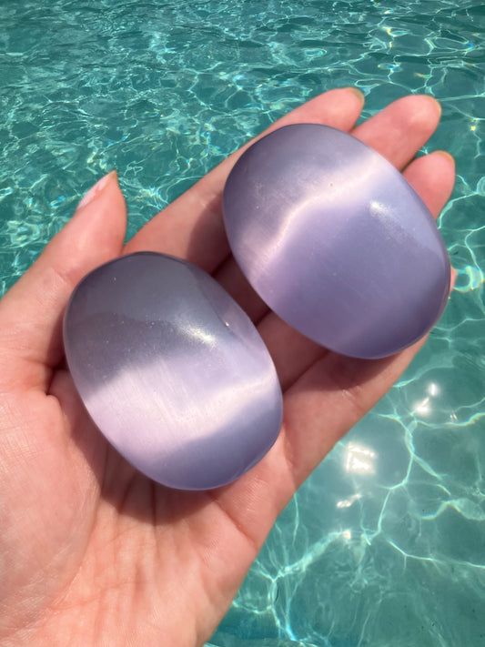 Purple Cat’s Eye Palm Stone