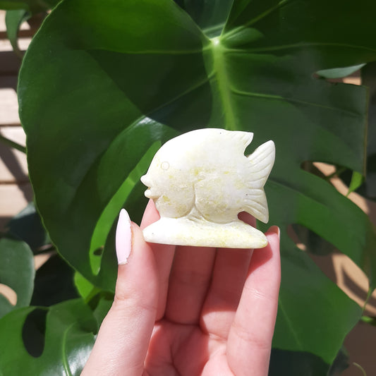 Yellow Jade Fish Carving