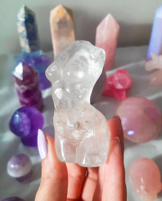 Clear Quartz Lady Body Carving