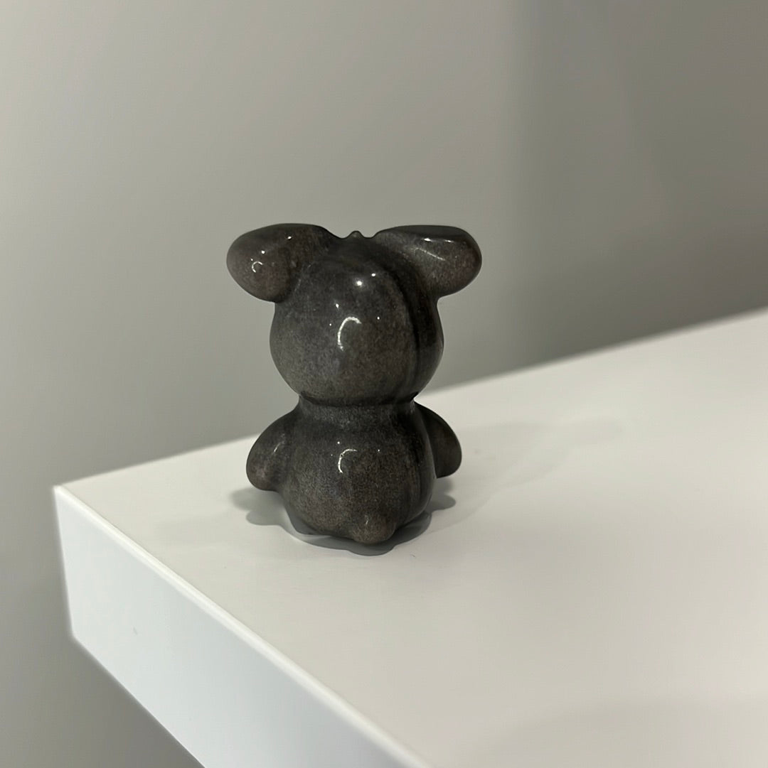 Silver Sheen Obsidian Bear