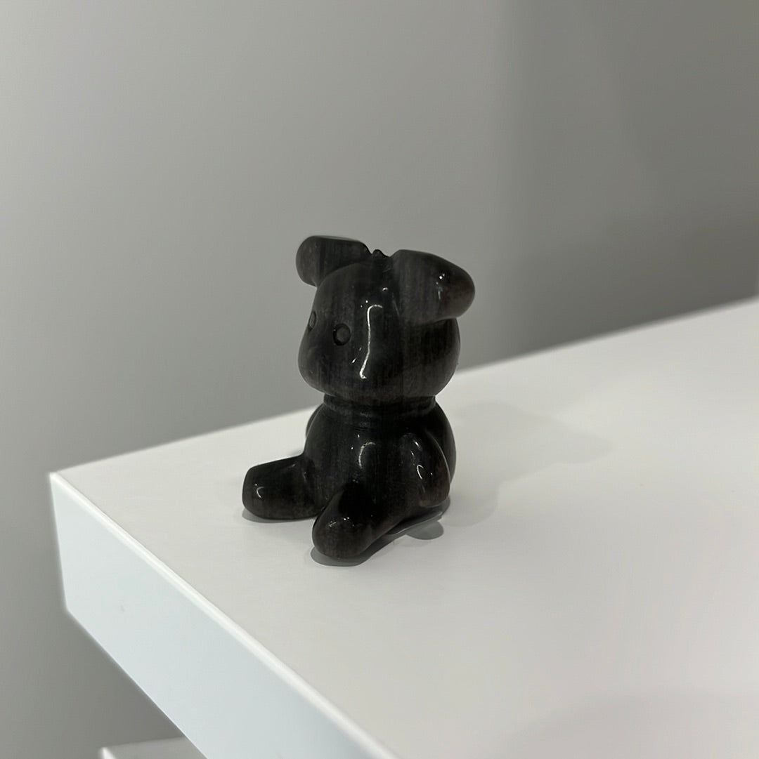 Silver Sheen Obsidian Bear