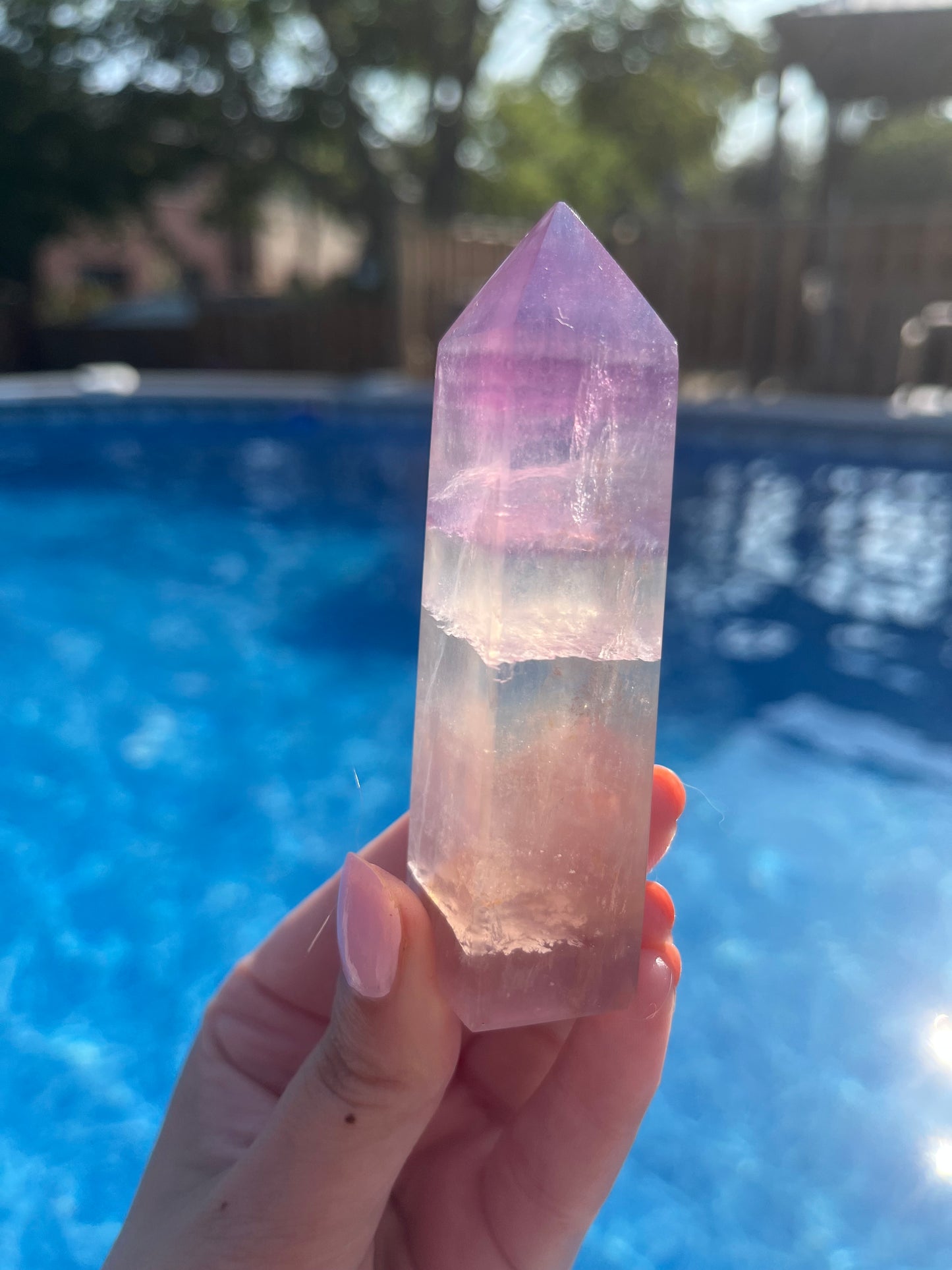 Peach + Purple Fluorite Tower
