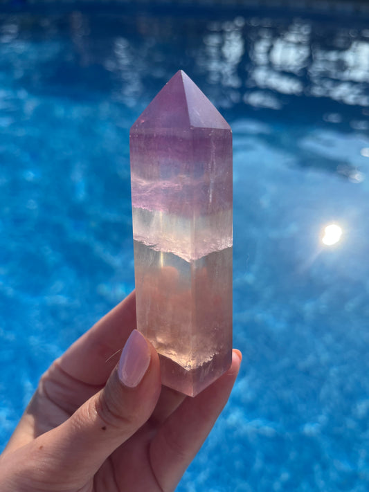 Peach + Purple Fluorite Tower