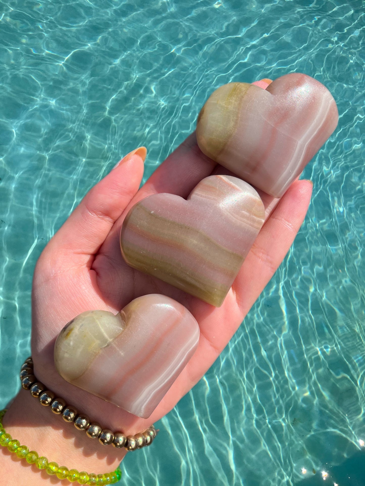 Pink + Green Onyx Heart