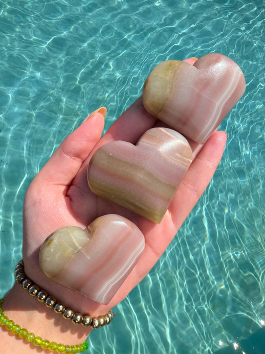 Pink + Green Onyx Heart