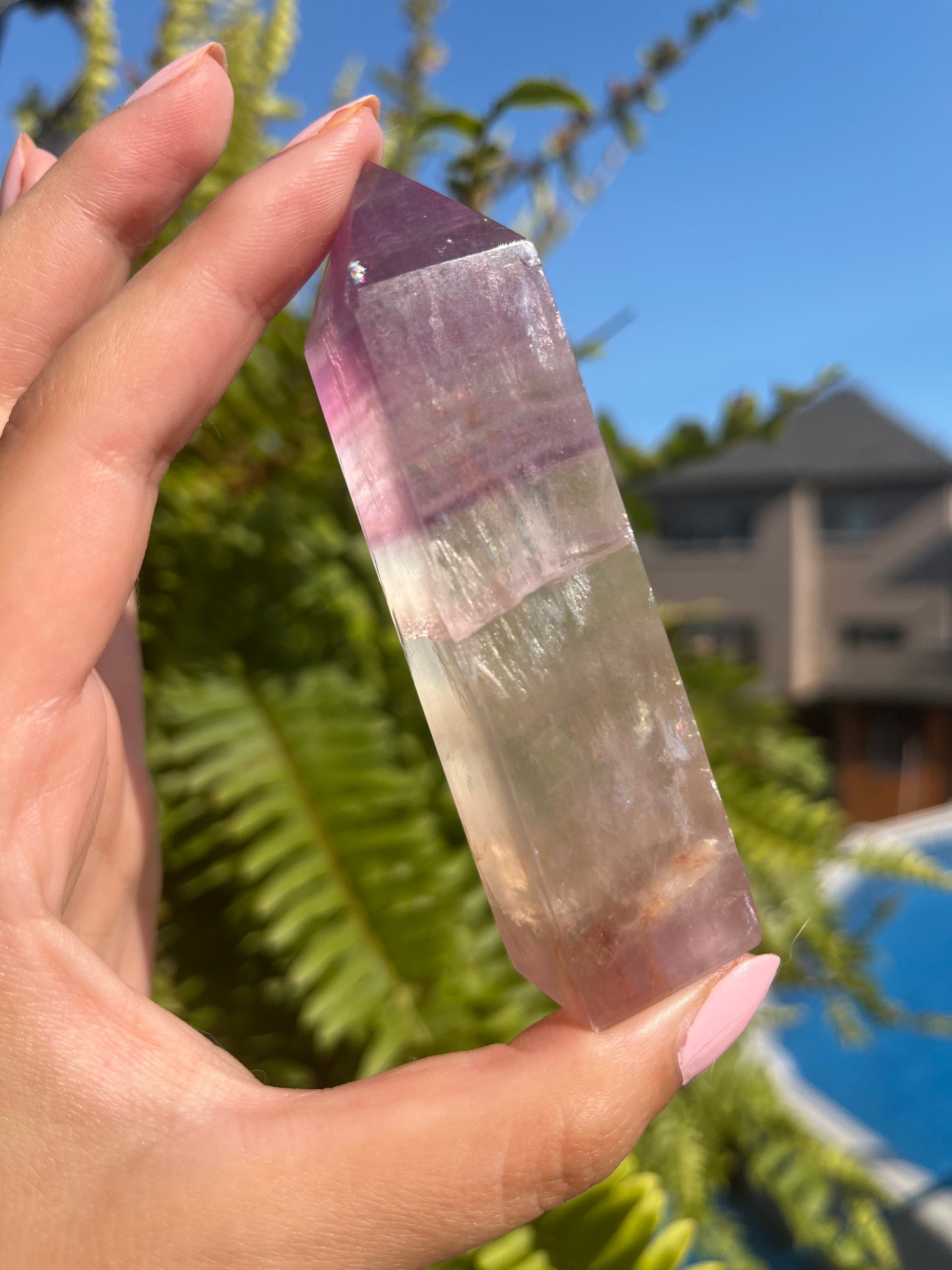 Peach + Purple Fluorite Tower