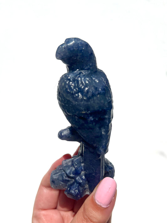 Large Blue Aventurine Perching Parrot
