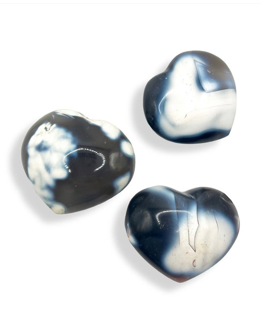 Orca Agate Puffy Heart