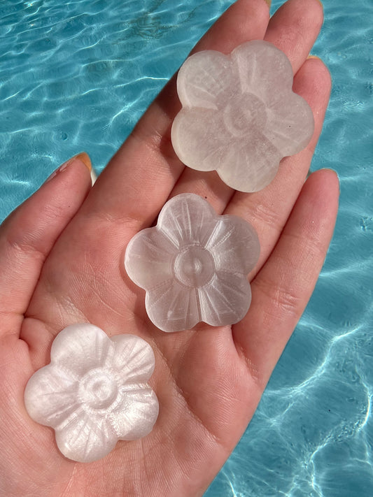 Selenite Flower Carving