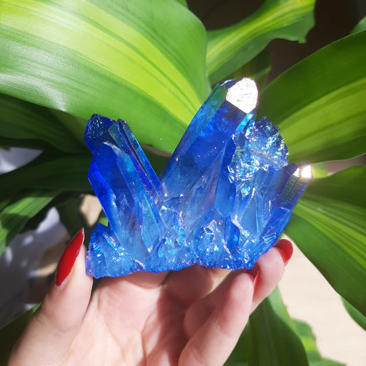 Blue Aura Quartz Cluster