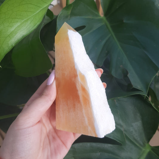 Orange Calcite Half Raw Tower