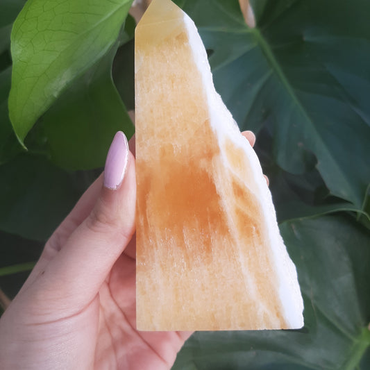 Orange Calcite Half Raw Tower