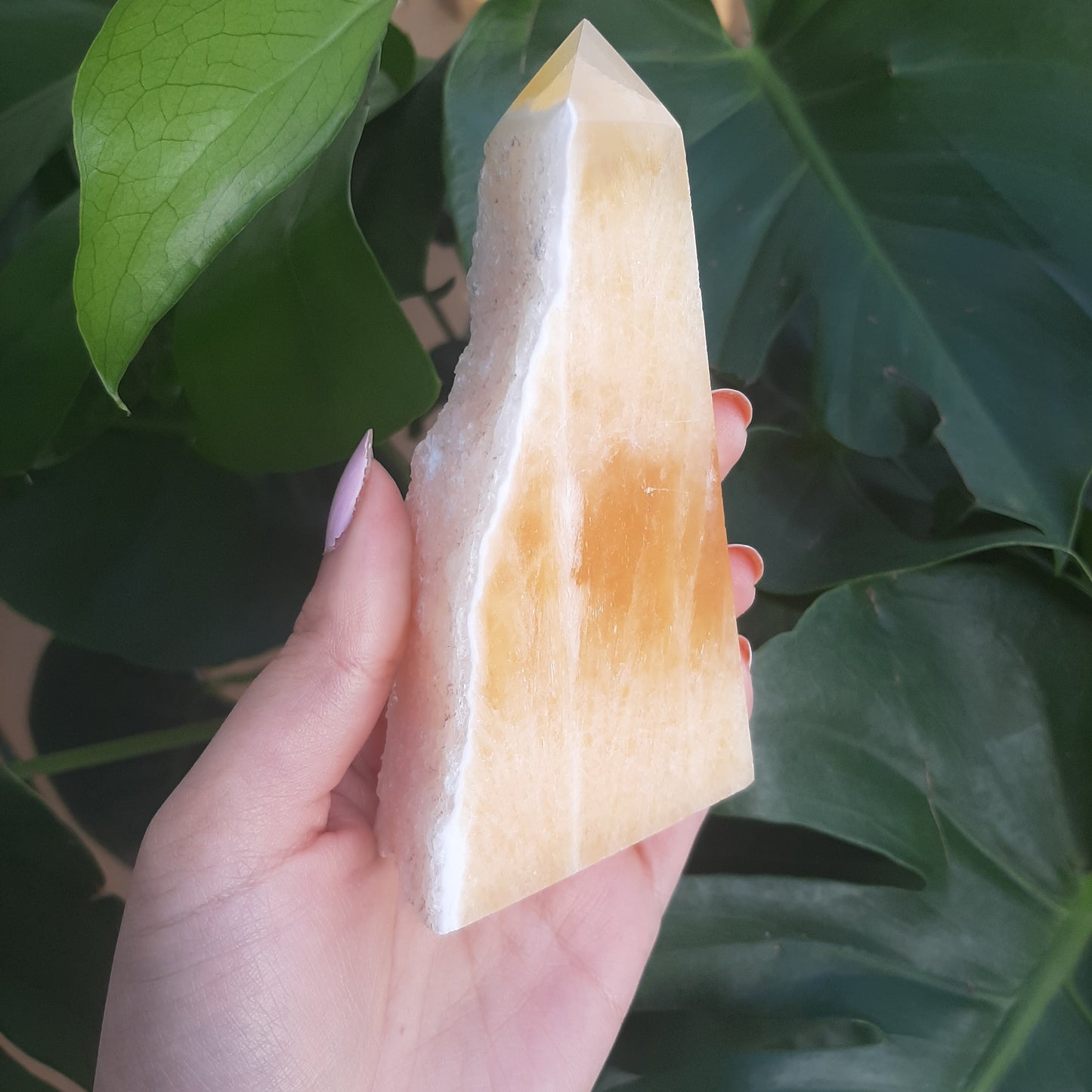 Orange Calcite Half Raw Tower