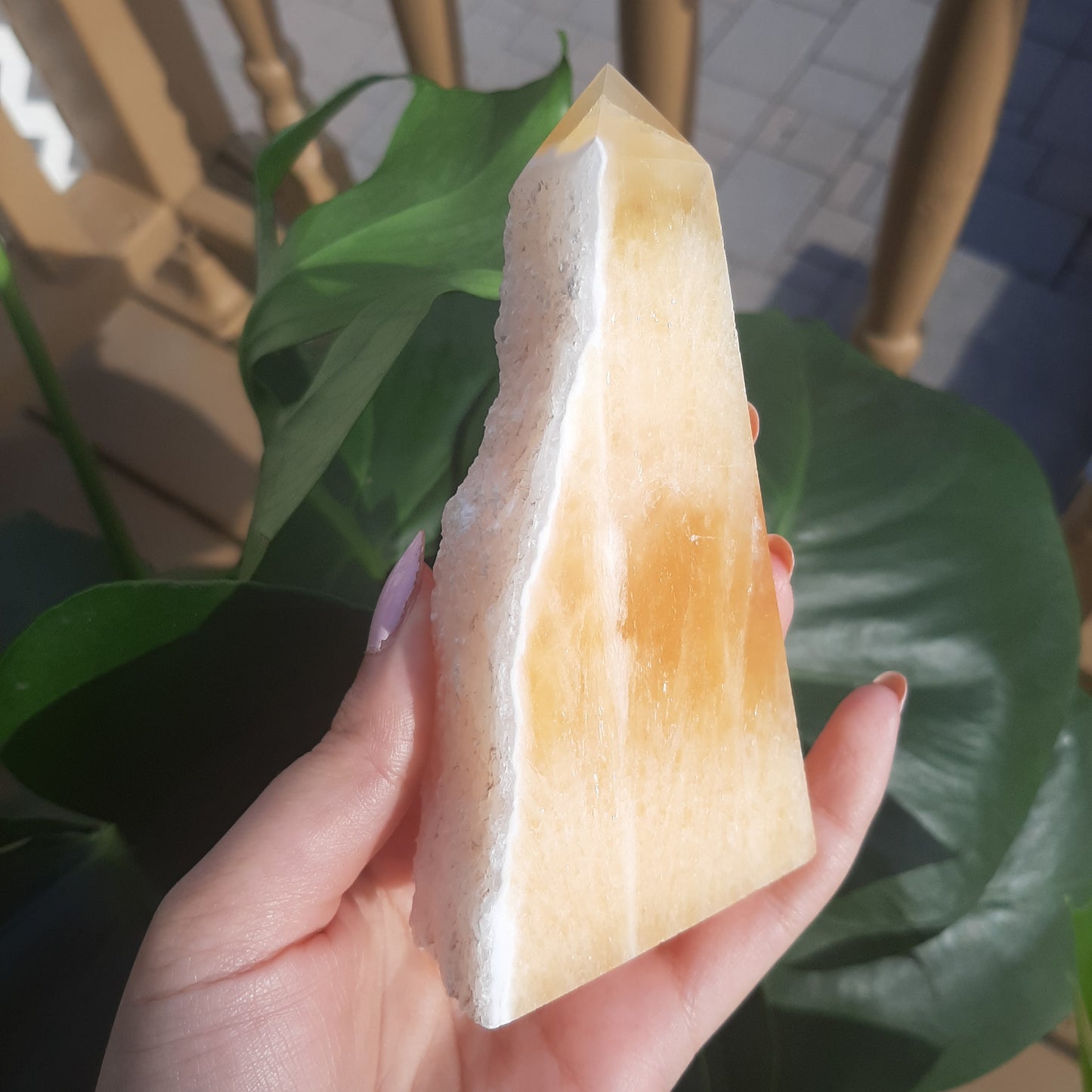 Orange Calcite Half Raw Tower