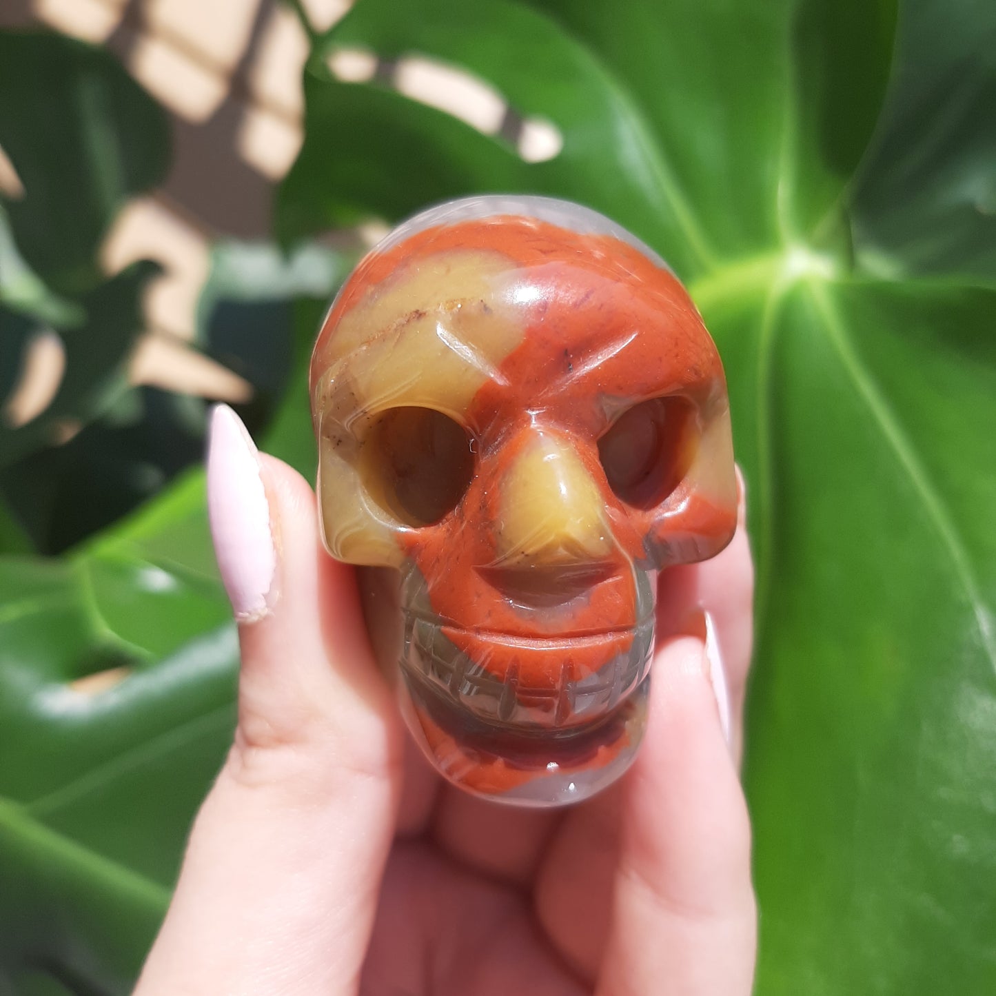 Red Jasper x Agate Skull