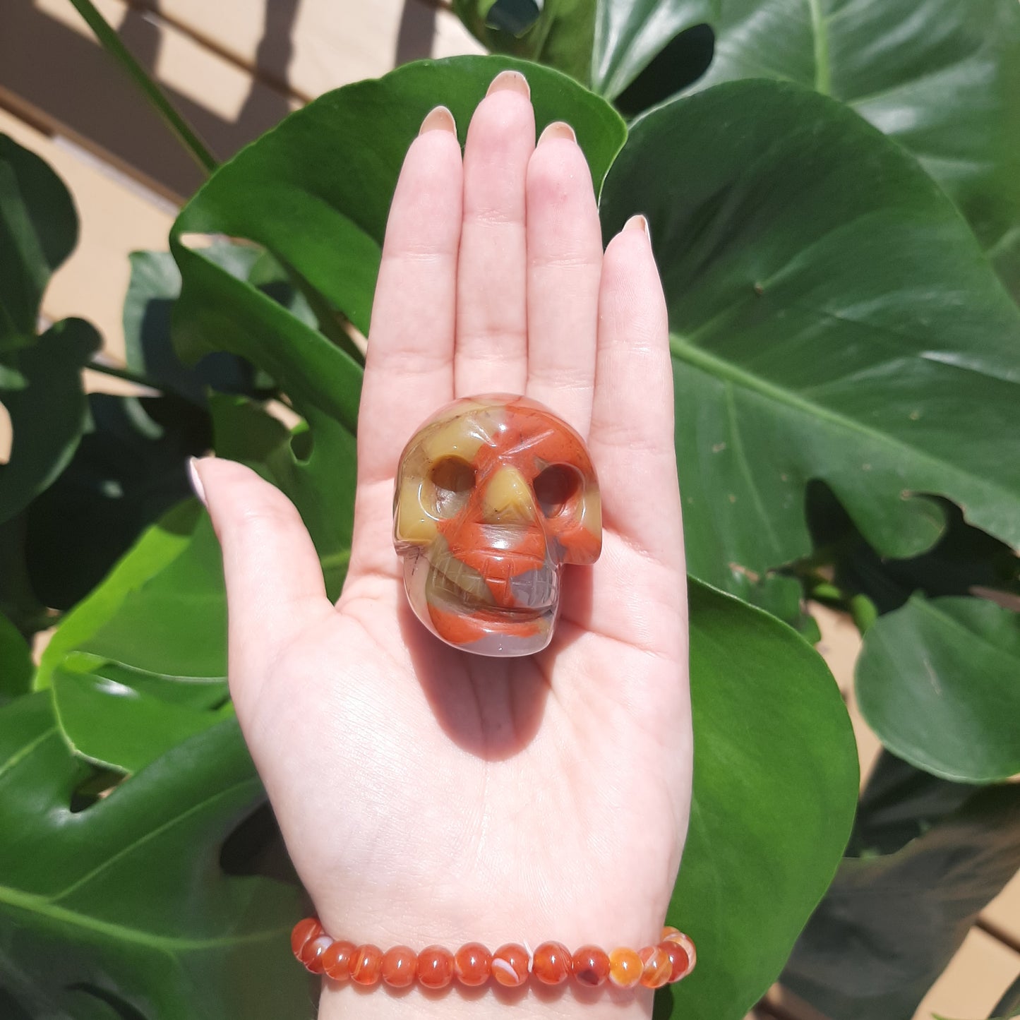 Red Jasper x Agate Skull