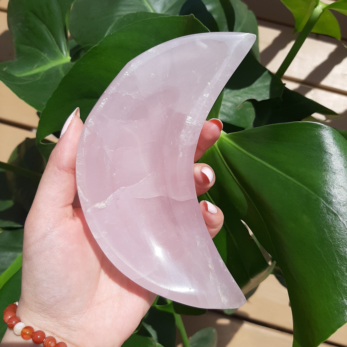 Large Rose Quartz Moon Bowl