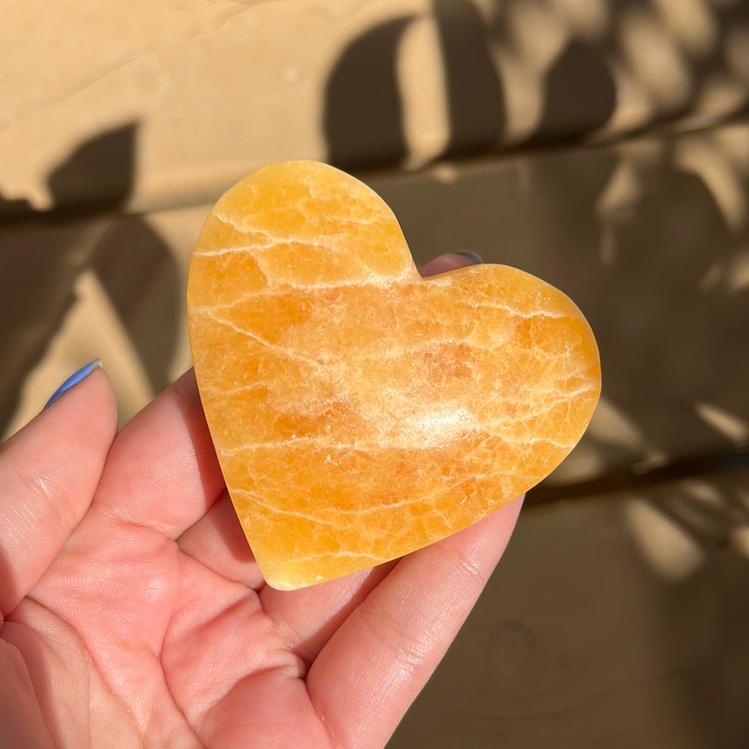 Orange Calcite Large Heart