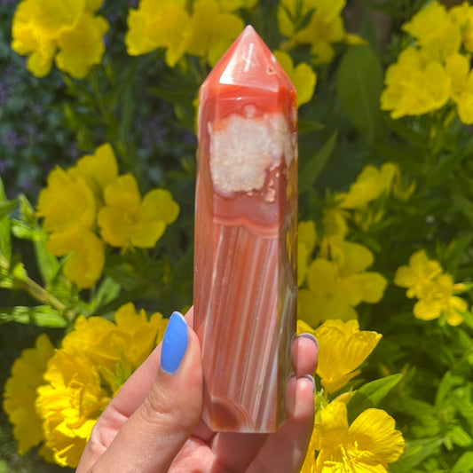 Carnelian x Flower Agate Point