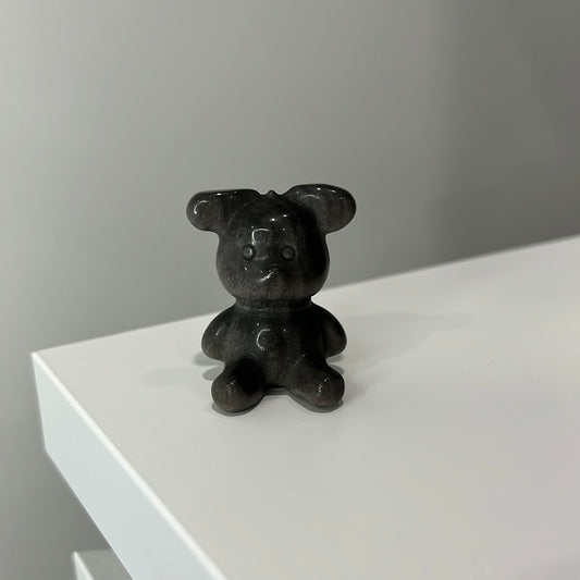 Silver Sheen Obsidian Bear