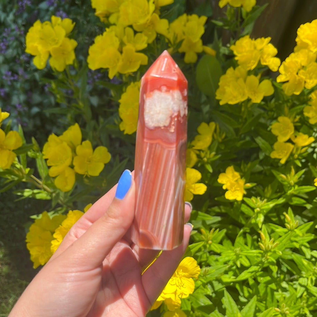 Carnelian x Flower Agate Point