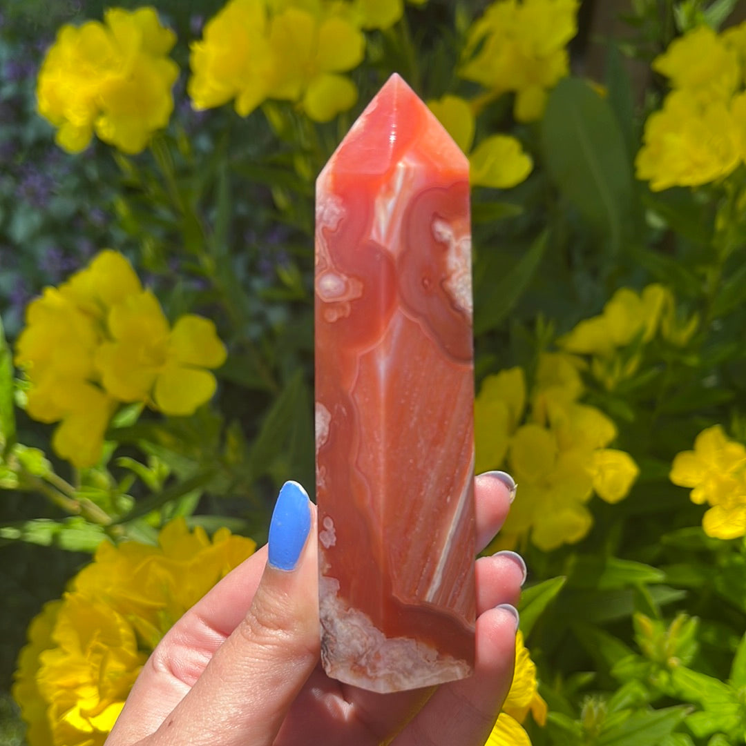 Carnelian x Flower Agate Point